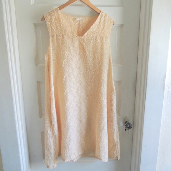 Kara Line Gold Semi Sheer Textured Shift Dress OS Fits M/L - Picture 1 of 7